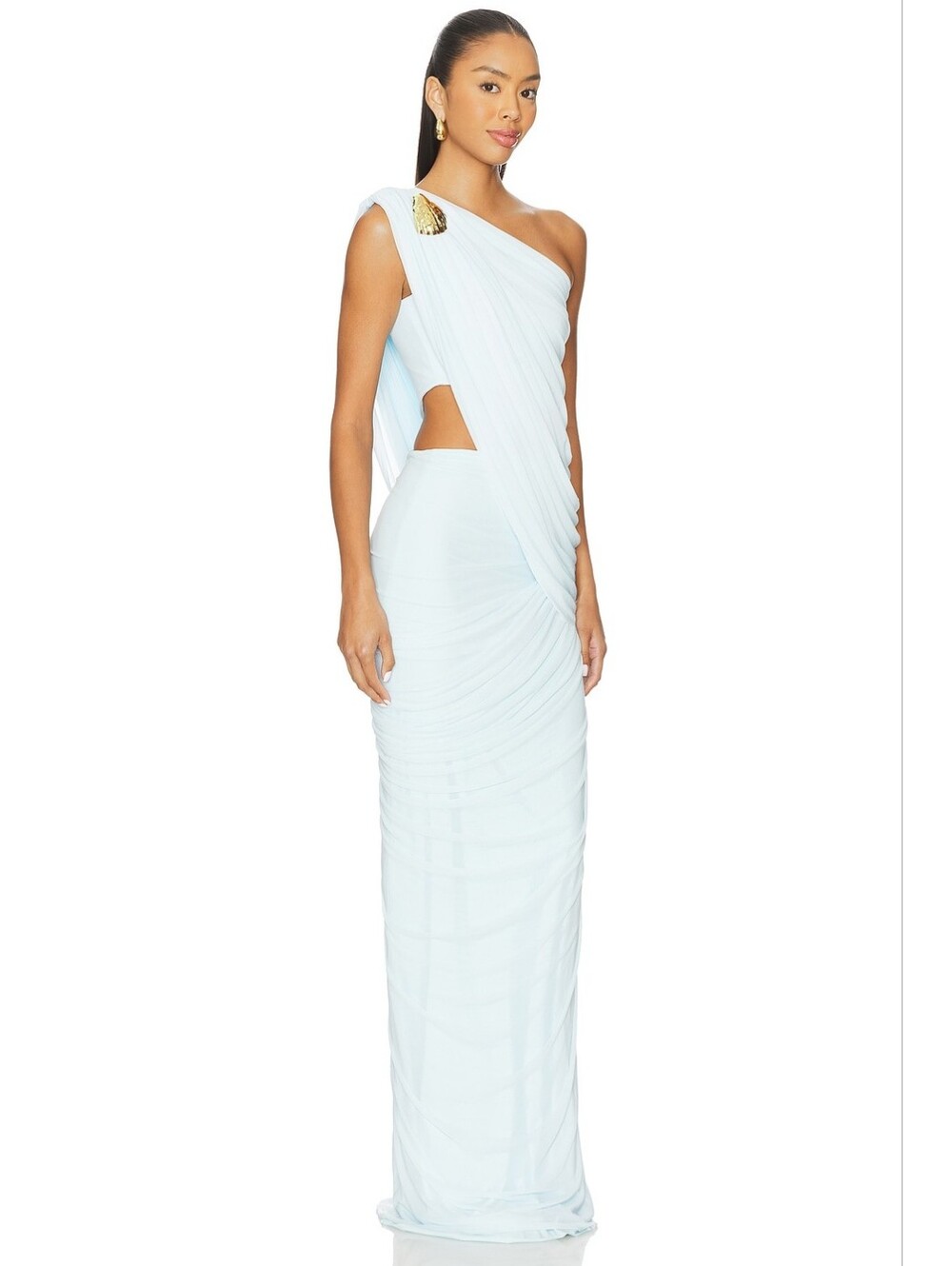 NWT $450 DEME BY GABRIELLA The Aurora Dress Gown In Baby Blue Small - Picture 2 of 6